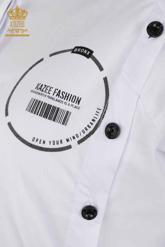 All'ingrosso Camicia da donna Bottoni dettagliati Bianco - 20328 | KAZEE