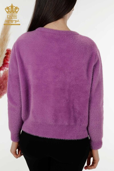 All'ingrosso Cardigan Donna Angora Lilla Scuro - 19099 | KAZEE - 6