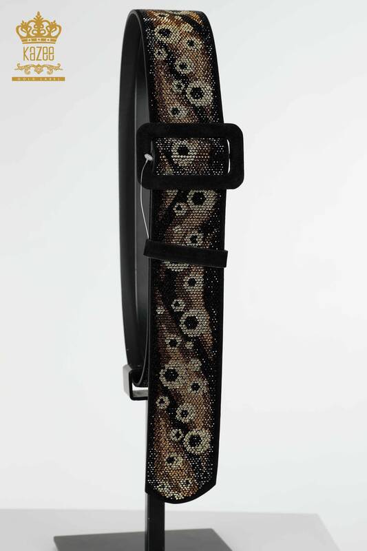 All'ingrosso Cintura da donna - Pietra ricamata - Modellato - Nero - 534 | KAZEE