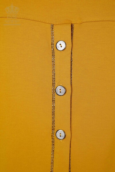 Bottone per camicetta da donna all'ingrosso Zafferano dettagliato - 79297 | KAZEE - Thumbnail