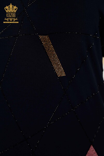 All'ingrosso Camicetta da donna a maniche corte blu navy - 79288 | KAZEE - 4