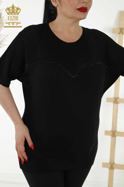 All'ingrosso Camicetta da donna - Pietra ricamata - Nero - 79235 | KAZEE - 2