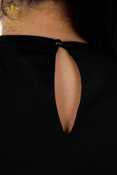 All'ingrosso Camicia da donna - Manica bottoni dettagliati - nero - 20376 | KAZEE - Thumbnail