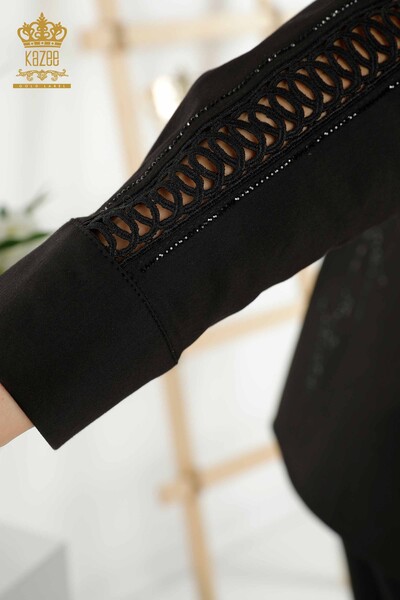 All'ingrosso Camicia da donna - Manica dettagliata - Nero - 20247 | KAZEE - Thumbnail