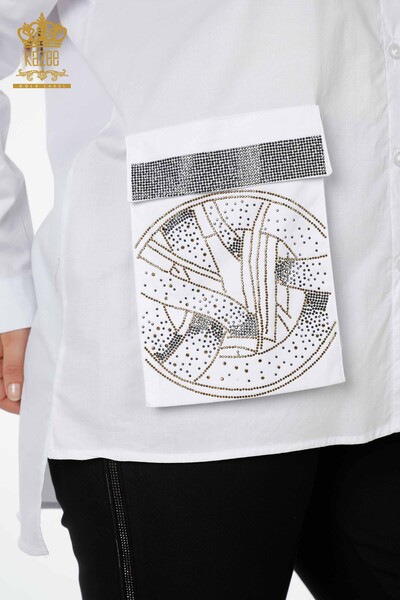 All'ingrosso Camicie Donna - Modellato Tasche - Bianco - 20092 | KAZEE - Thumbnail