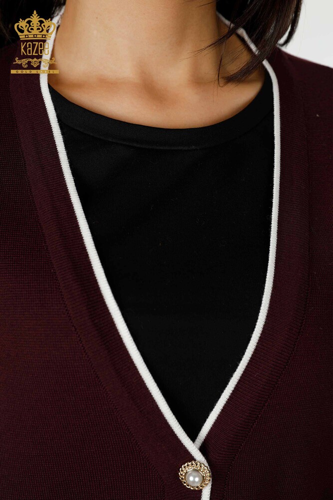 All'ingrosso Cardigan da donna - abbottonato - tasca - prugna - 30148 | KAZEE - 5