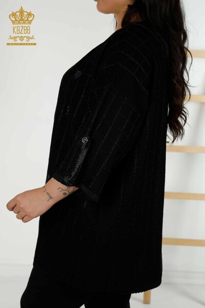 All'ingrosso Cardigan da donna - Pietra ricamata - Nero - 30057 | KAZEE - 7
