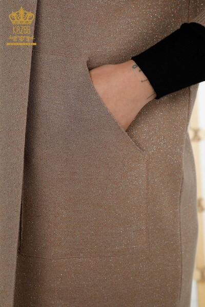 All'ingrosso Cardigan da donna - tasca dettagliata - visone - 30047 | KAZEE - Thumbnail
