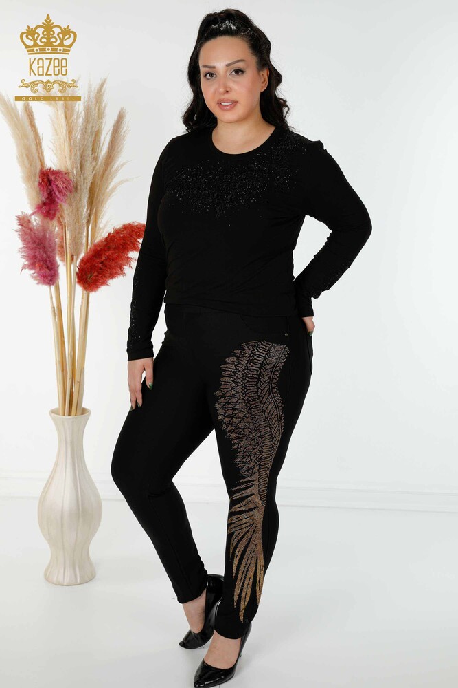 All'ingrosso Pantaloni leggings da donna - Modellato - Nero - 3604 | KAZEE - 1