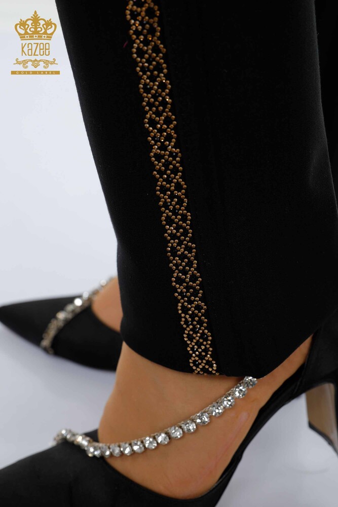 All'ingrosso Pantaloni delle ghette delle donne - tasche dettagliate - nero - 3593 | KAZEE - 5