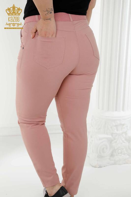 Jeans donna all'ingrosso con cintura rosa appassita - 3468 | KAZEE