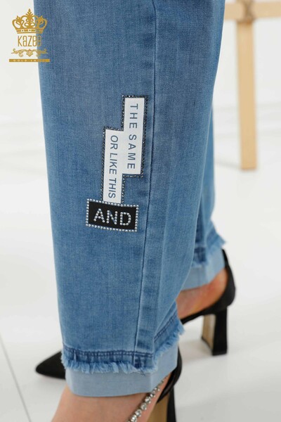 All'ingrosso Jeans da donna - Lettera dettagliata - Blu - 3677 | KAZEE - Thumbnail