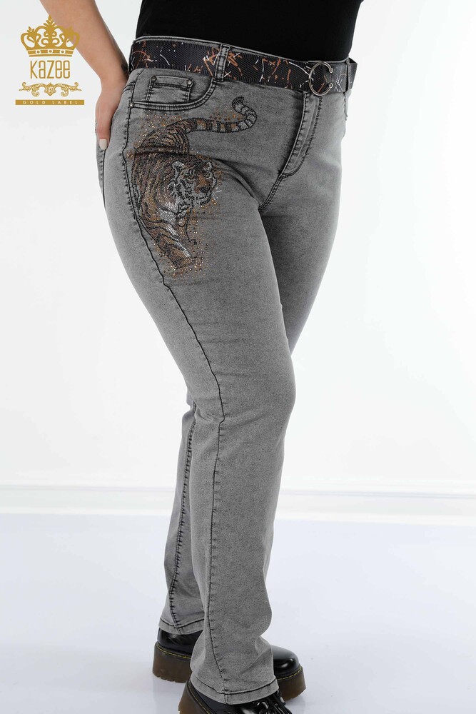 All'ingrosso Jeans da donna - motivo tigre - grigio - 3465 | KAZEE - 2