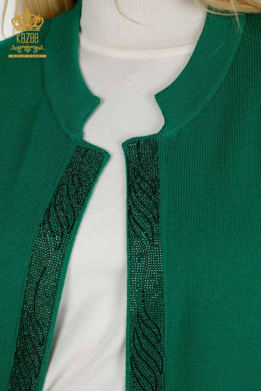 All'ingrosso Gilet da donna - Colorato Pietra Ricamato - Verde - 30617 | KAZEE