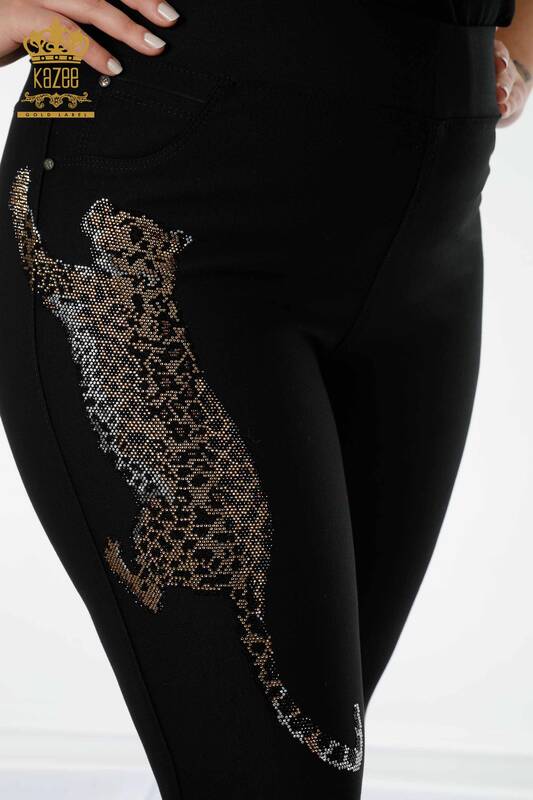 All'ingrosso Pantaloni leggings da donna - motivo tigre - nero - 3639 | KAZEE