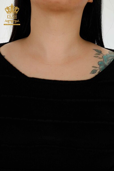 Maglione all'ingrosso di maglieria da donna lavorato a maglia - nero - 30169 | KAZEE - Thumbnail