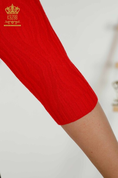 Maglione all'ingrosso di maglieria da donna in tessuto rosso - 30290 | KAZEE - Thumbnail