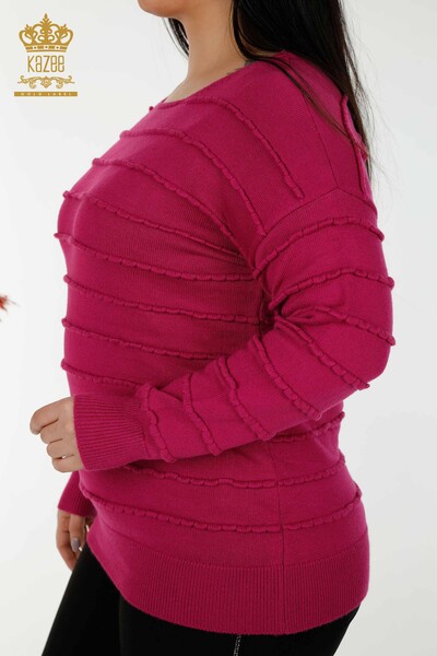 Maglione all'ingrosso di maglieria da donna lavorato a maglia - viola - 30169 | KAZEE - Thumbnail