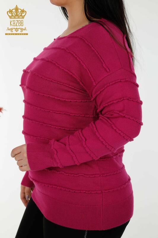 Maglione all'ingrosso di maglieria da donna lavorato a maglia - viola - 30169 | KAZEE