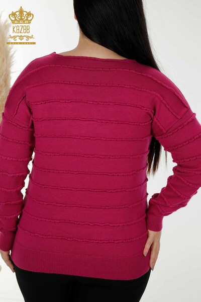 Maglione all'ingrosso di maglieria da donna lavorato a maglia - viola - 30169 | KAZEE - Thumbnail