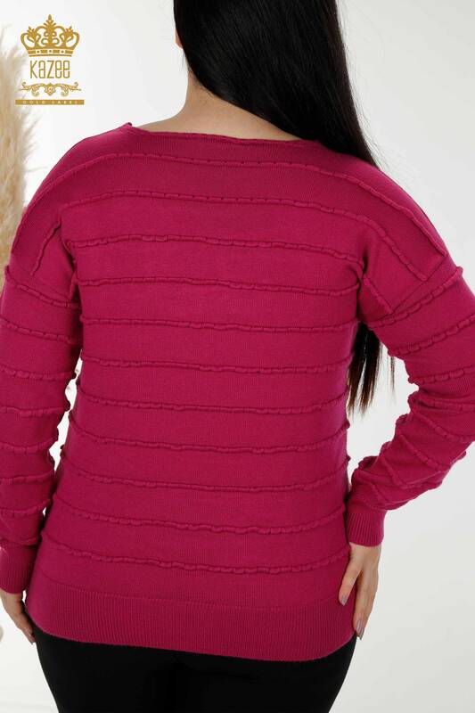 Maglione all'ingrosso di maglieria da donna lavorato a maglia - viola - 30169 | KAZEE