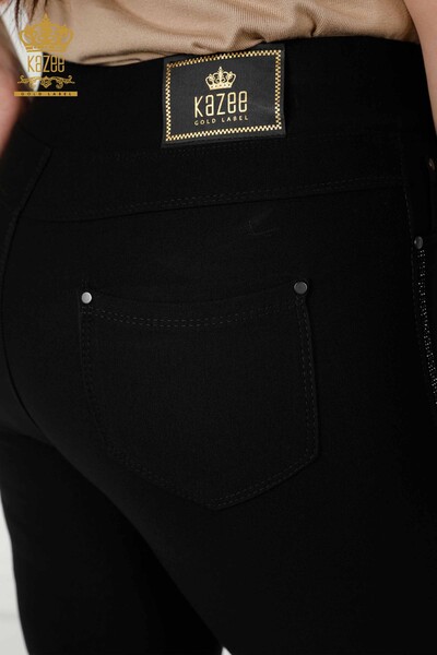 All'ingrosso Pantaloni da donna - Motivo floreale - Nero - 3400 | KAZEE - 10