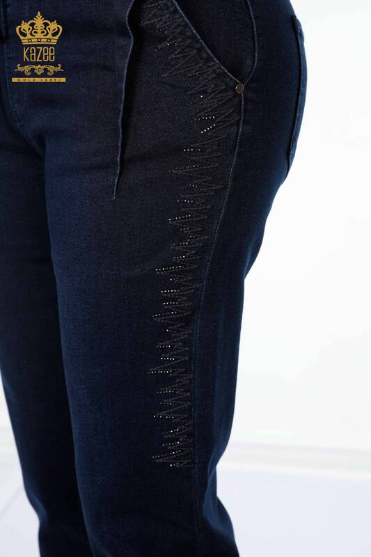 All'ingrosso Pantaloni da donna - Elastico in vita - Blu navy - 3651 | KAZEE