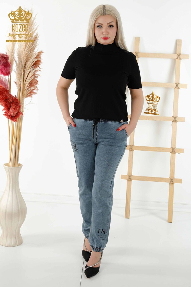 All'ingrosso Pantaloni da donna - Vita Elastico - Blu Navy - 3675 | KAZEE - 1