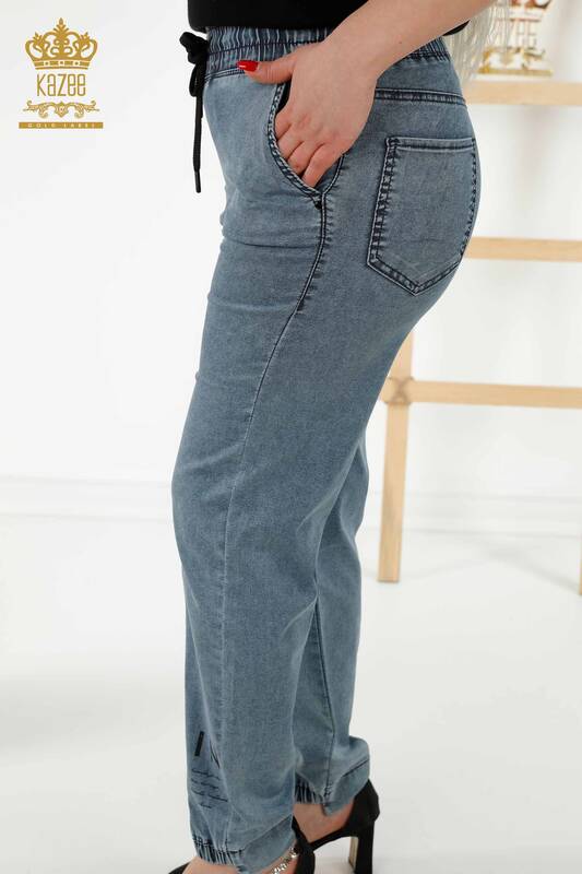 All'ingrosso Pantaloni da donna - Vita Elastico - Blu Navy - 3675 | KAZEE
