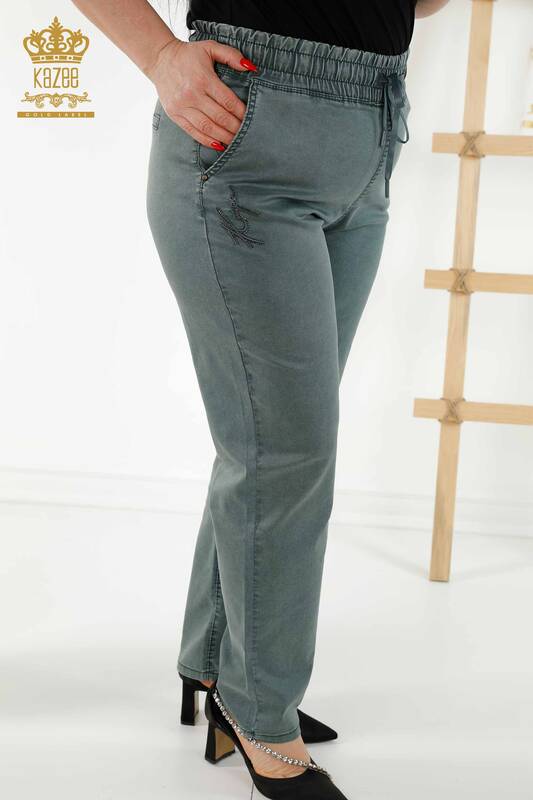 All'ingrosso Pantaloni da donna - Tasche Dettagliate - blu - 3673 | KAZEE