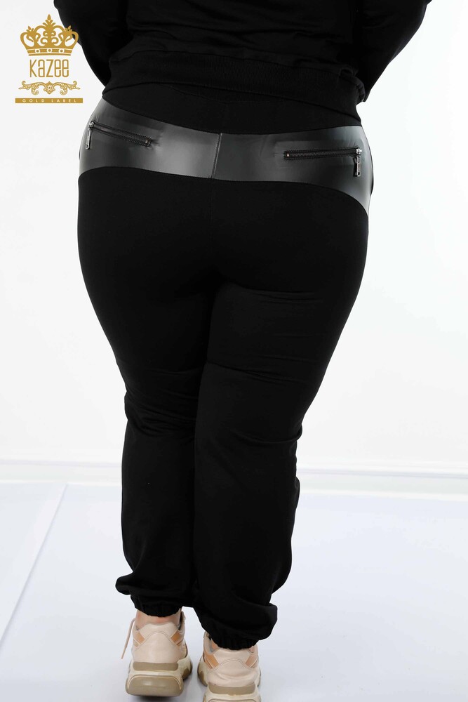 All'ingrosso Set tuta da donna - Pelle - Cerniera - Nero - 17337 | KAZEE - 10