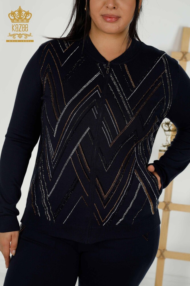 All'ingrosso Set tuta da donna - con cerniera - blu navy - 16676 | KAZEE - 3