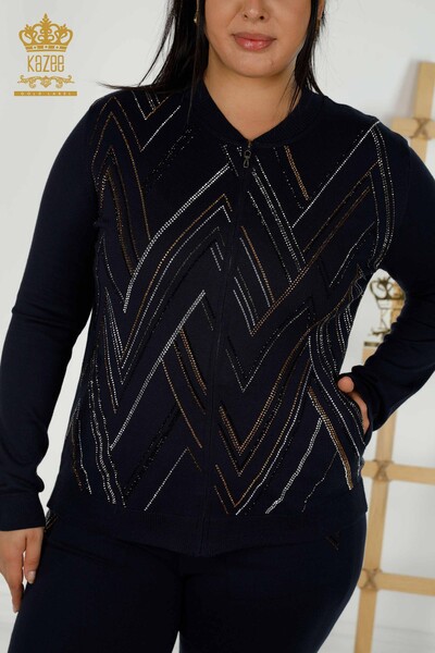 All'ingrosso Set tuta da donna - con cerniera - blu navy - 16676 | KAZEE - 3