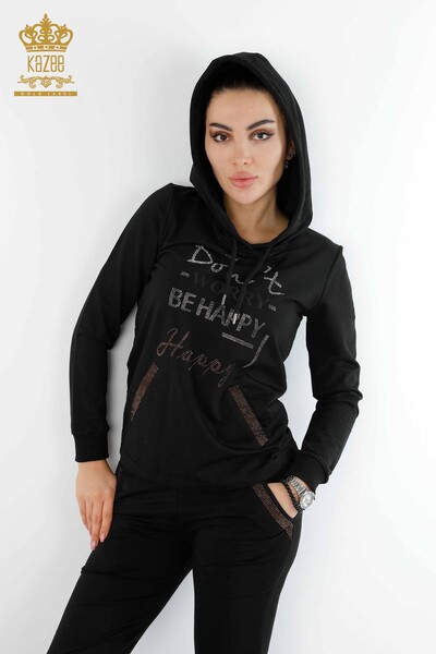 All'ingrosso Set tuta da donna - Con cappuccio - Nero - 17286 | KAZEE - 2