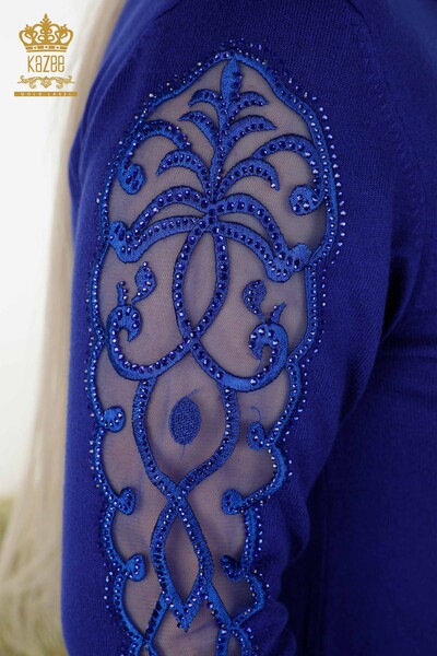 Set tuta da donna all'ingrosso - Dettagli in tulle - Blu scuro - 16562 | KAZEE - Thumbnail