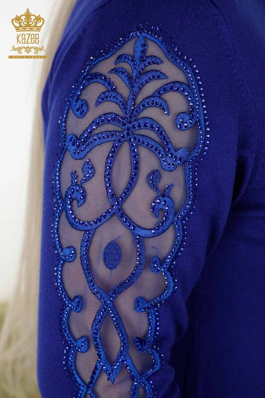 Set tuta da donna all'ingrosso - Dettagli in tulle - Blu scuro - 16562 | KAZEE