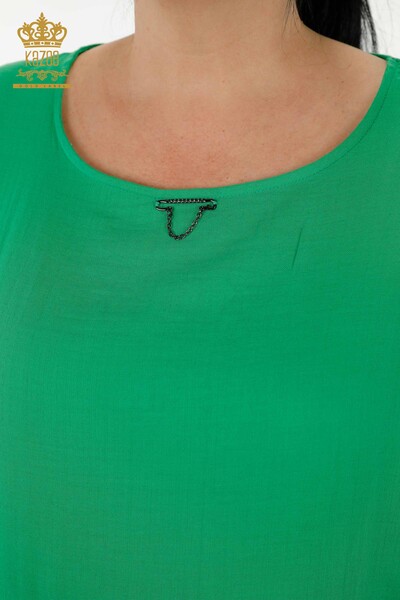 All'ingrosso Vestito da donna - Due tasche - Verde - 20404 | KAZEE - Thumbnail