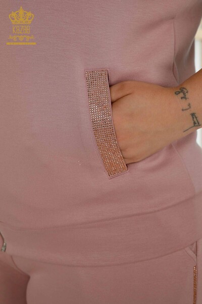 Set di tute da donna all'ingrosso rosa secca con cappuccio - 20392 | KAZEE - 5