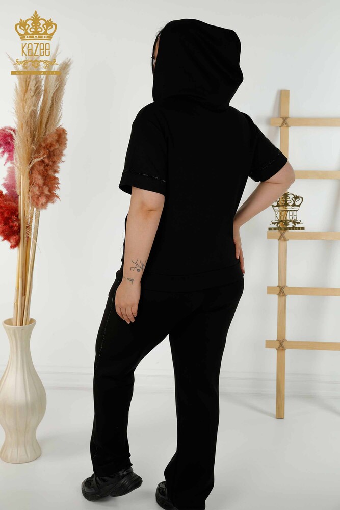 Tuta da donna all'ingrosso Set Stone ricamato nero - 20448 | KAZEE - 11