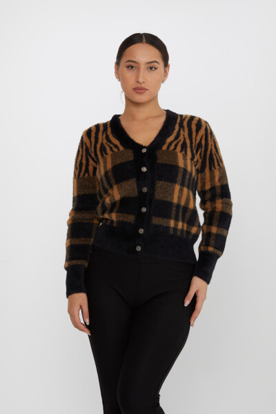 Cardigan angora cu nasturi, culoare tranziție negru-maro - 30586 | KAZEE (Set de 3 S-M-L) - KAZEE 