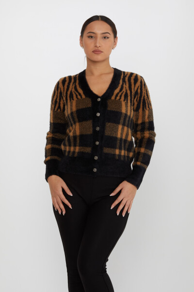 Cardigan angora cu nasturi, culoare tranziție negru-maro - 30586 | KAZEE (Set de 3 S-M-L) - KAZEE (1)