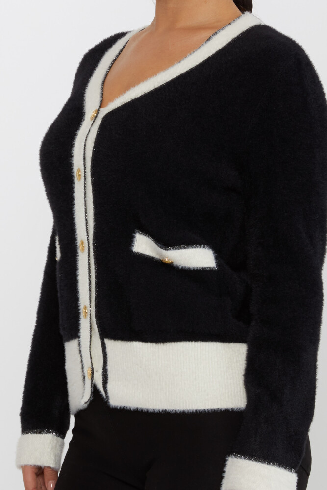 Cardigan Angora Buzunar Detaliat Nasturi Negru - 30627 | KAZEE (Set de 4 S-M-L-XL) - 5