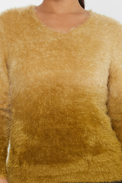 Angora Knitwear Długi rękaw Dekolt w serek Szafran - 31013 | KAZEE (zestaw 3 sztuk S-M-L) - 4