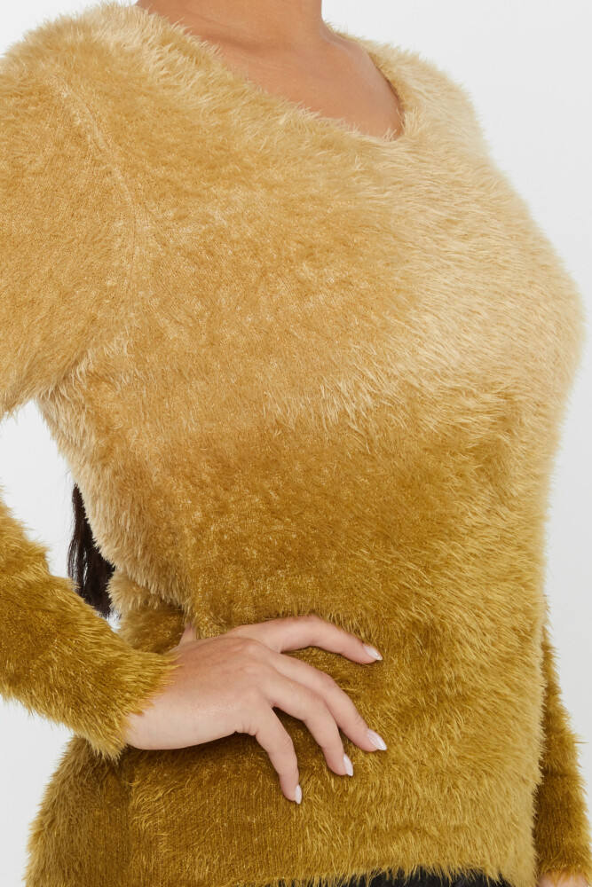 Angora Knitwear Długi rękaw Dekolt w serek Szafran - 31013 | KAZEE (zestaw 3 sztuk S-M-L) - 5