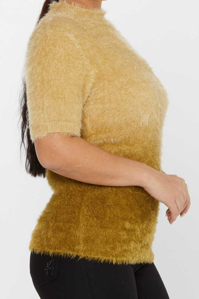 Angora Strickmode Kurzarm Stehkragen Safran - 31014 | KAZEE (3er Set S-M-L) - 4