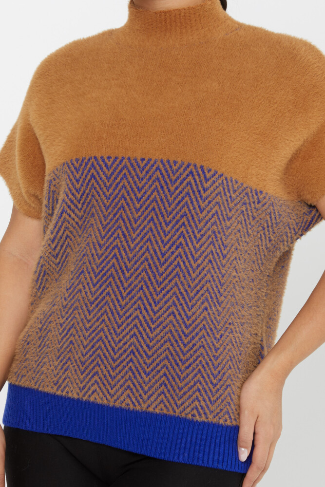 Angora-Strickwaren, bunt gemustert, kurzärmlig, Saxe – 30187 | KAZEE (3er Set S-M-L) - 3