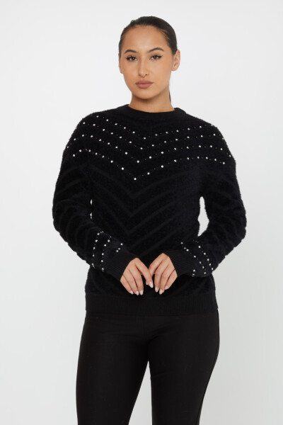 Sweter Angora, haftowany koralikami, z długim rękawem, czarny - 30189 | KAZEE (zestaw 3 sztuk S-M-L) - Kazee
