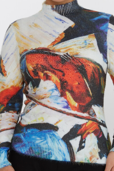 Angora Knitwear Digital Printed Stand Guler Digital - 18960 | KAZEE (Set de 3 S-M-L) - 3