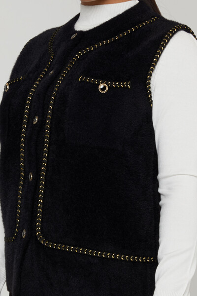 Angora Vest Button Detail Black - 30755 | KAZEE (Set of 4 M-L-XL-2XL) - 3