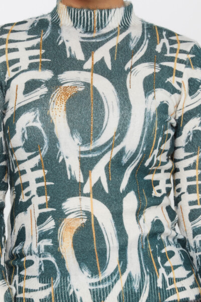 Angorastrick mit gemustertem Stehkragen, Khaki – 50007 | KAZEE (2er Set S-M) - 3